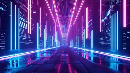 Neon light holograms with scifi visuals and futuristic elements, providing a glimpse into the possibilities of technology and design in a visually striking and dynamic format