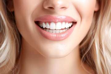 Obraz premium A woman with a white smile and pink lips