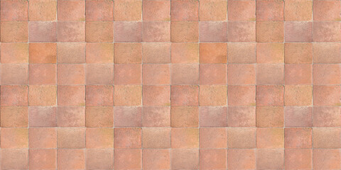 Brick pavement seamless texture useful for rendering applications - Old handmade terracotta tile...