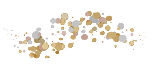 Celestial Celebration: Radiant 3D Illustration of Celestial gold Confetti