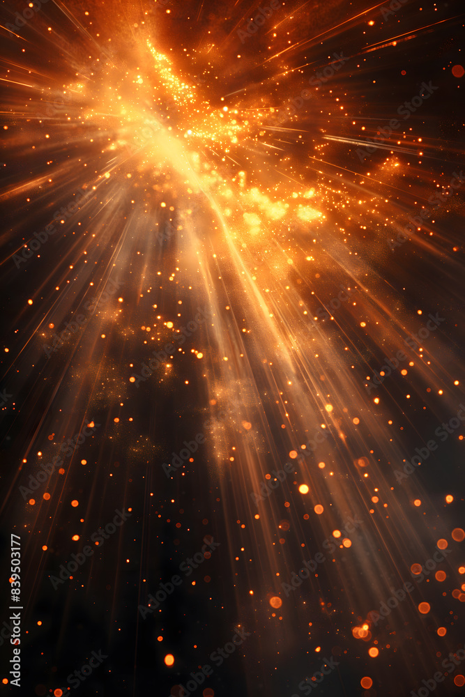 Canvas Prints Spectacular Orange Light Rays and Particles Explosion Background