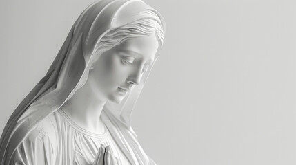 Elegant Statue of the Blessed Virgin Mary light banner