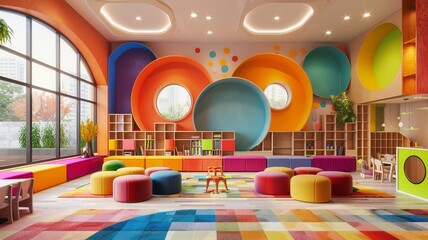 Playful Kids Room with Colorful Circular Designs