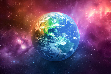 Fototapeta premium A colorful planet with a blue spot in the middle