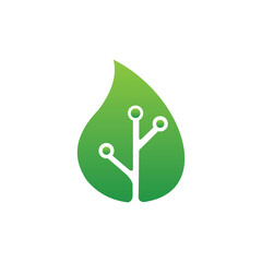 logo eco connection  with leaf shaping