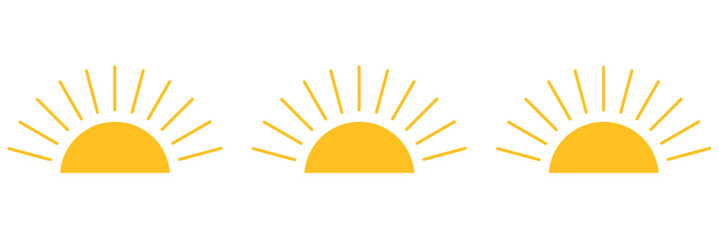 Set of time of the day icons. Sunset, sun, moon icons. Vector illustration