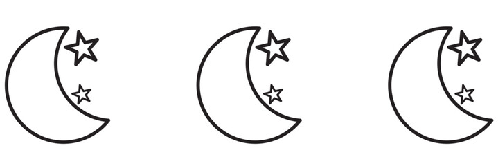 Set of time of the day icons. Sunset, sun, moon icons. Vector illustration