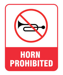 Horn Prohibited Sign Sticker Vector Isolated On a White Background
