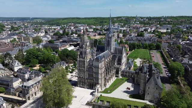 drone video Evreux cathedral France Europe