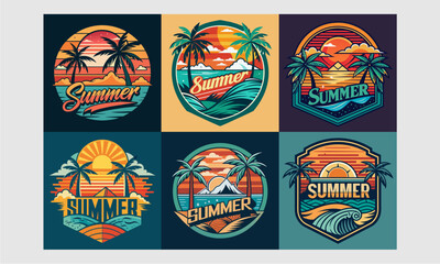 a set of logos for summer