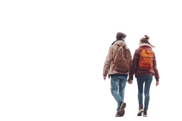 Couple Enjoying a Leisurely Walk Isolated on Transparent Background