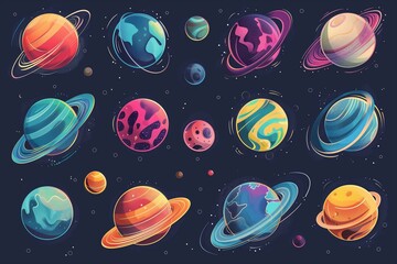 vector illustration of space and space planets