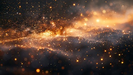 Obraz premium Sparkling golden lights in the dark