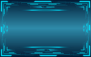 Tech technology futuristic modern HUD neon blue abstract frame template background design and illustration