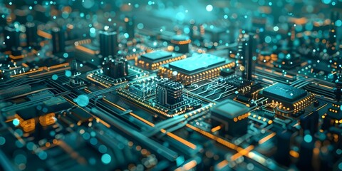 Obraz premium 3D rendering of a smart energy city grid. Concept Smart Energy Grids, City Planning, Renewable Technologies, Sustainable Infrastructure, Urban Development