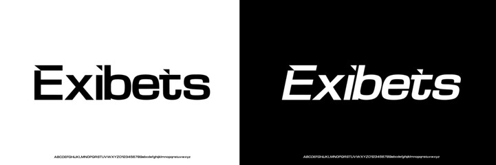 modern font, logotype,extended,italic, minimalist, design for technology and fushion, Uppercase,lowercase, urban and, vector illustration