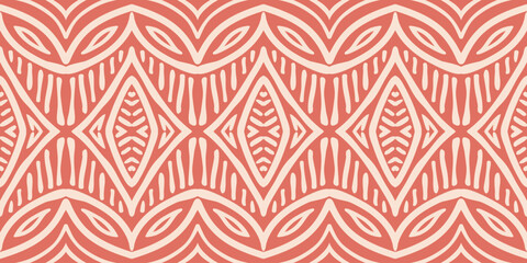 Hand drawn Batik pattern seamless. Geometric doodle abstract illustration, wallpaper. Tribal ethnic vector texture. Aztec style. Folk embroidery. Indian, Scandinavian, African rug, tile background. © Udomdech
