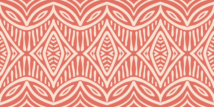 Fototapeta Hand drawn Batik pattern seamless. Geometric doodle abstract illustration, wallpaper. Tribal ethnic vector texture. Aztec style. Folk embroidery. Indian, Scandinavian, African rug, tile background.