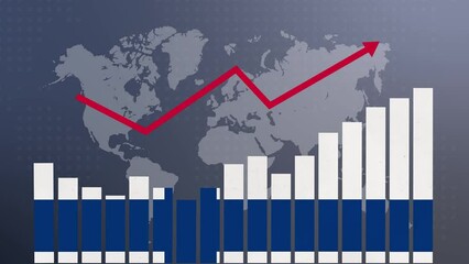 Finland bar chart graph with ups and downs, increasing values, concept of economic recovery and business improving, businesses reopen, politics conflicts, war concept with flag - Powered by Adobe
