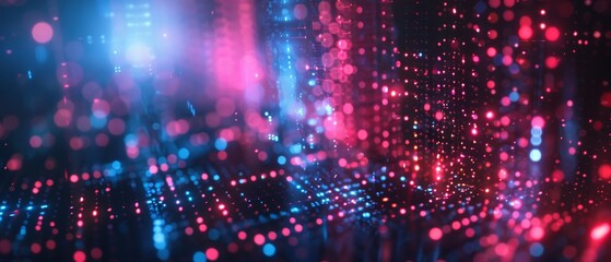 Obraz premium Sleek digital background with holographic effects, suitable for science and education presentations involving technology