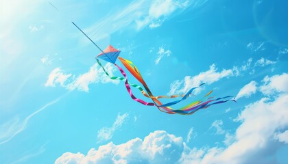 Vibrant Kite Soaring Amidst the Azure Sky - ar 7:4