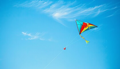 Vibrant Kite Soaring Through the Summer Sky - A Serene 7:4 Scene