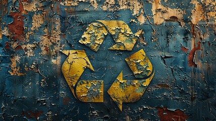 Rustic Recycle Symbol On Weathered Surface