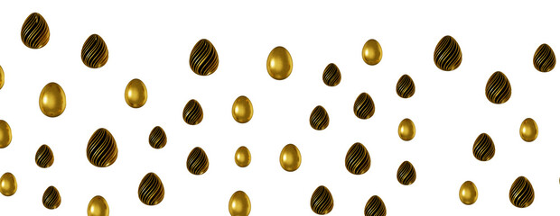 3d rendering of Easter elegant eggs with gold paint