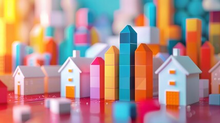 Colorful Cityscape With Modern Miniature Buildings
