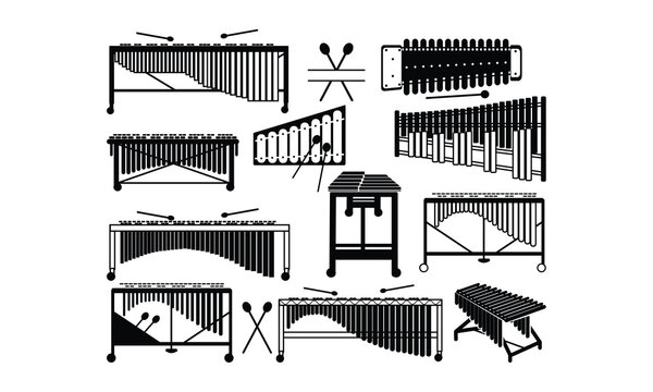 Marimba Vector bundle, Clipart, Silhouette, Vector, icons, illustration, design.