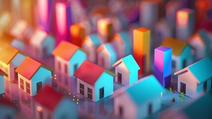 Vibrant Miniature Cityscape With Colorful Buildings