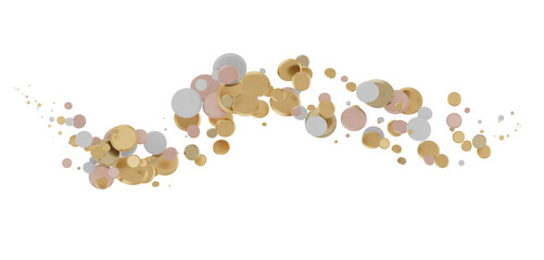 Cascading Celebration: Striking 3D Illustration Showcasing an Abundance of gold Confetti
