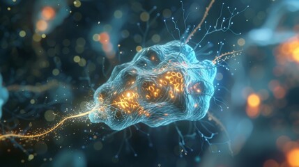 Obraz premium The intricate machinery of the synapse where electric pulses become chemical signals