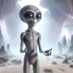 alien in a cave, science fiction,