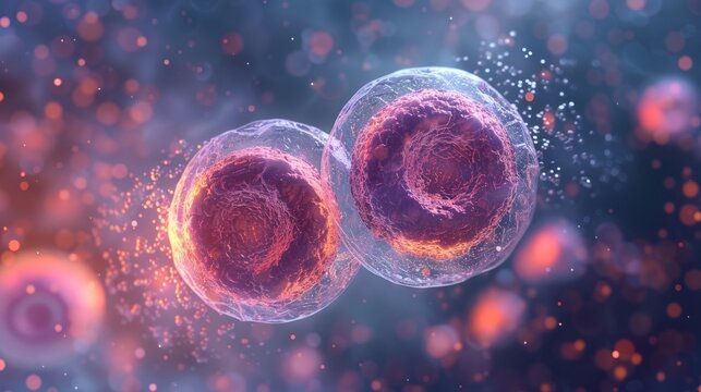 The striking image shows a single cell in the interphase stage preparing for the process of mitosis by duplicating its genetic material