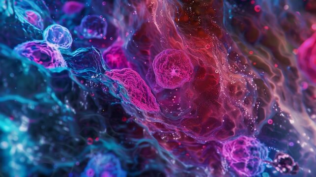 Highresolution image revealing the different stages of insulin production in pancreatic beta cells