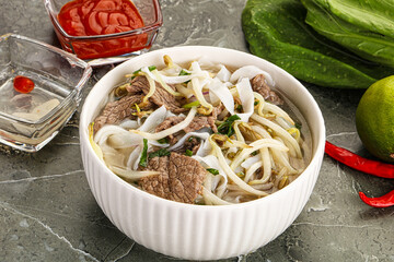 Vietnamese soup Pho Bo with beef