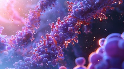 A molecular animation depicting the complex molecular interactions and signaling events that take place in the Golgi apparatus during protein processing