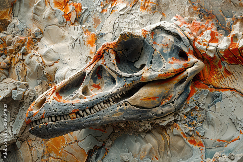 Poster an abstract representation of the great permian-triassic extinction event, with a focus on the chang