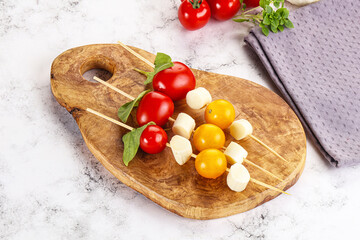 Italian caprese salad kebab stick