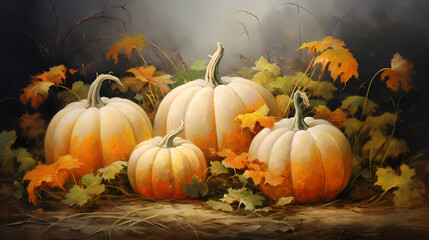 Naklejka premium Autumn Pumpkins Illustration, Watercolor Pumpkin Illustrations for Invitations, Realistic Pumpkin Illustrations, Watercolor Pumpkins Art, Harvest Pumpkin