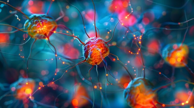 Detailed brightfield microscopy image of microglia in their resting state ready to respond to any disturbance in the central nervous system