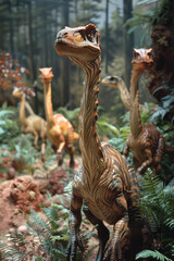 A display of dinosaur art and illustrations, showcasing how scientists and artists bring these ancient creatures to life,