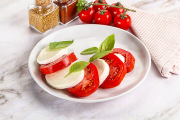 Italian caprese salad with mozzarella