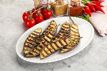 Grilled tasty ripe eggplant slice