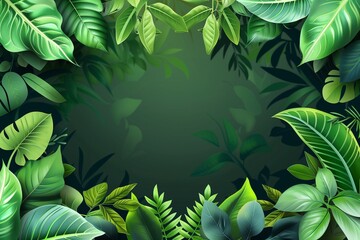 frame with fresh green foliage background