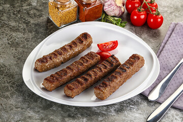 Grilled beef kebab minced meat