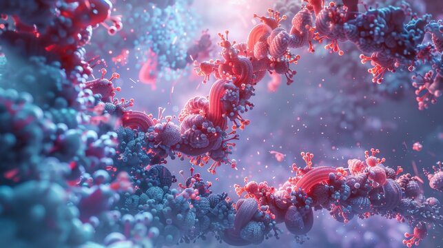 An illustration of the rie assembly process with rRNA molecules and rial proteins coming together to form functional ries