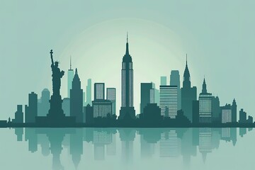 Naklejka premium New York City skyline vector flat illustration