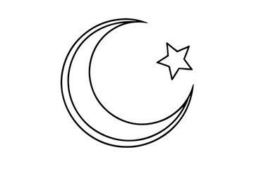 Islamic moon line art silhouette vector illustration